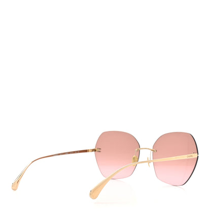 Chanel Titanium Polarized Rimless Square Sunglasses 4271-T Gold Violet 4 of 8