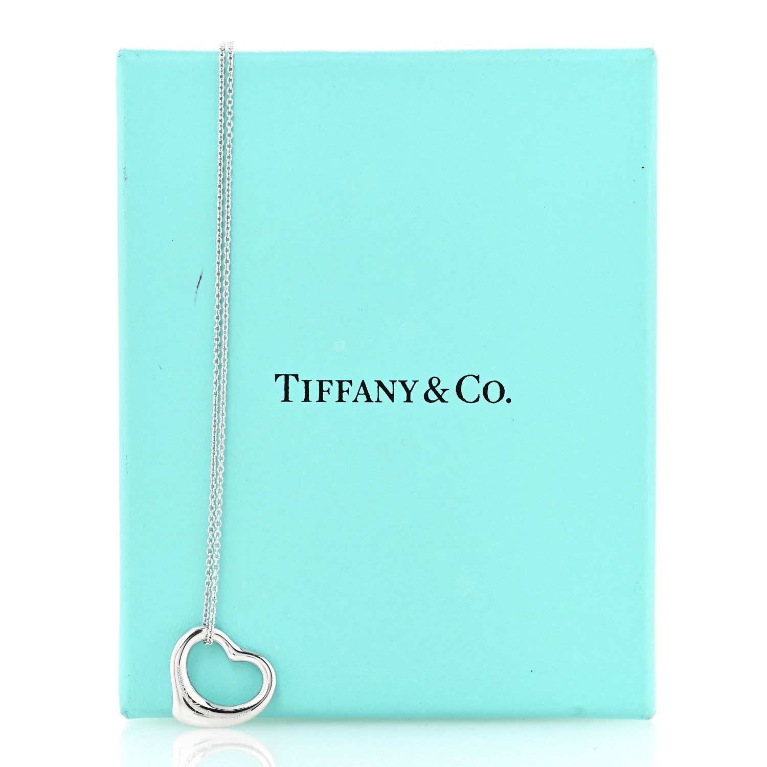 Tiffany Platinum Diamond 16mm Elsa Peretti Open Heart Pendant