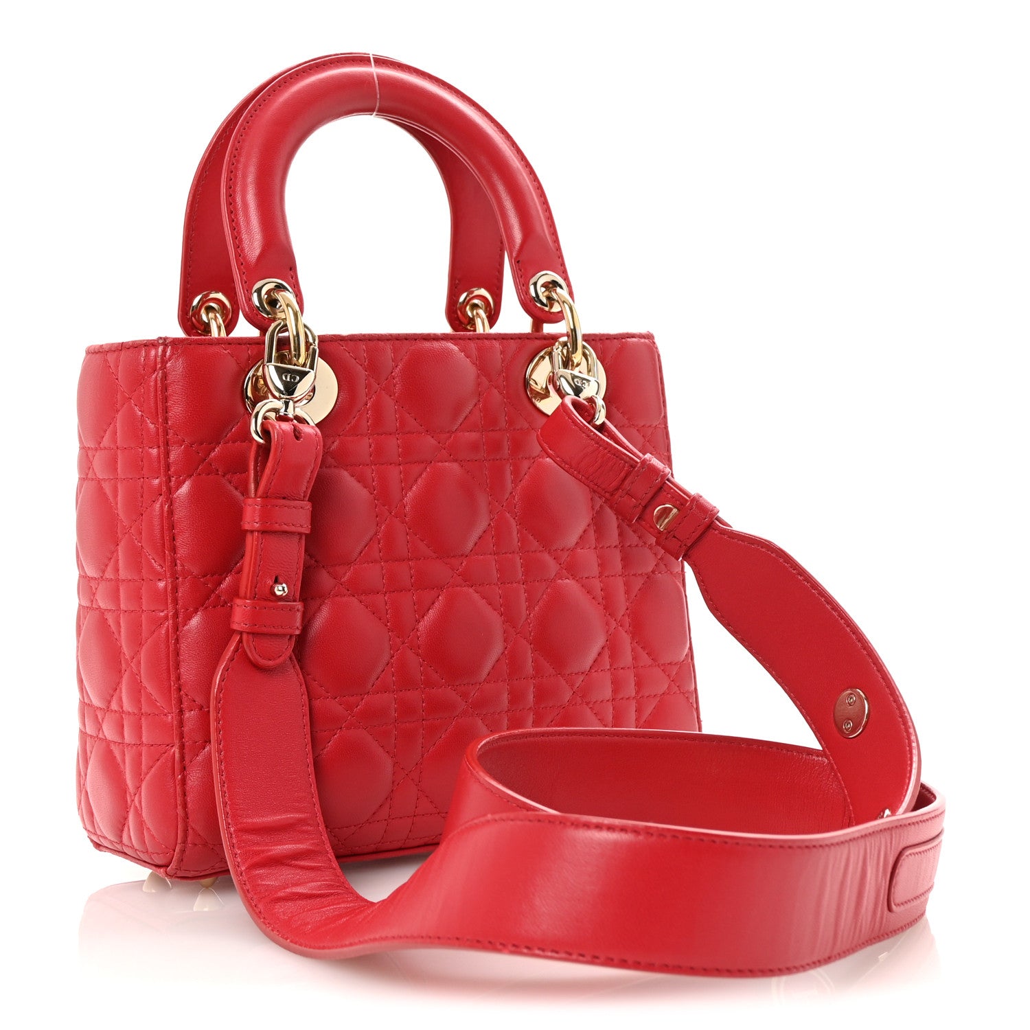 Christian Dior Lambskin Cannage Small Lucky Badges My Lady Dior Red 3 of 9
