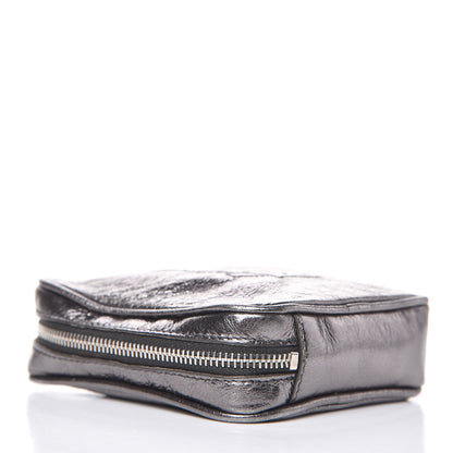 Saint Laurent Metallic Leather Belle De Jour Wristlet Pouch Grey 3 of 6