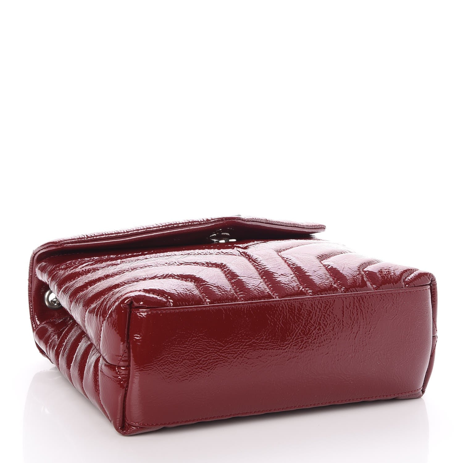 Saint Laurent Patent Y Quilted Monogram Small Loulou Chain Satchel Palissandre 4 of 7
