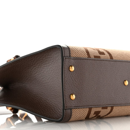 Gucci Monogram Jumbo GG Textured Dollar Calfskin Small Diana Tote Bag Camel Ebony New Acero 9 of 10