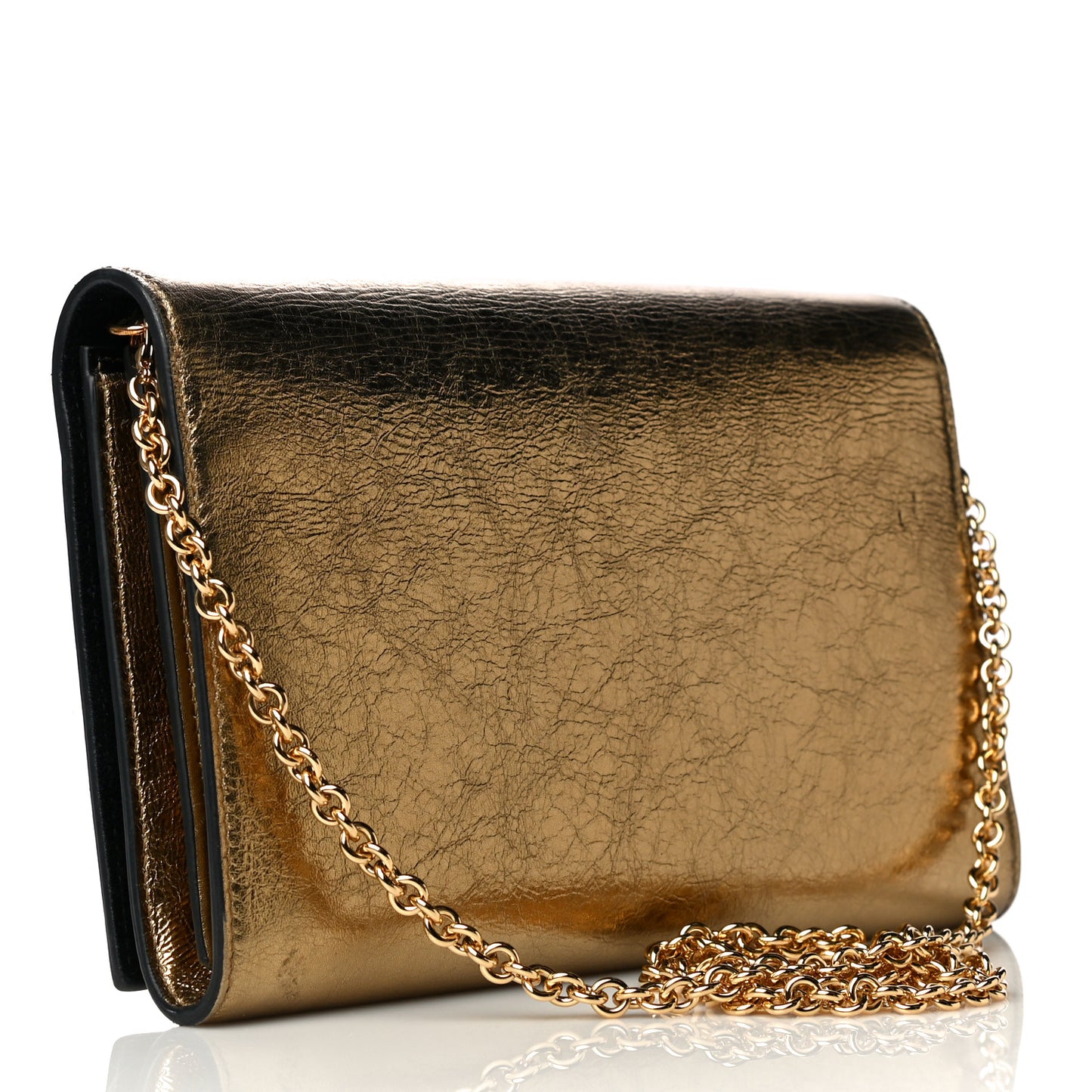 Metallic Calfskin Monogram Belle de Jour Chain Clutch Gold
