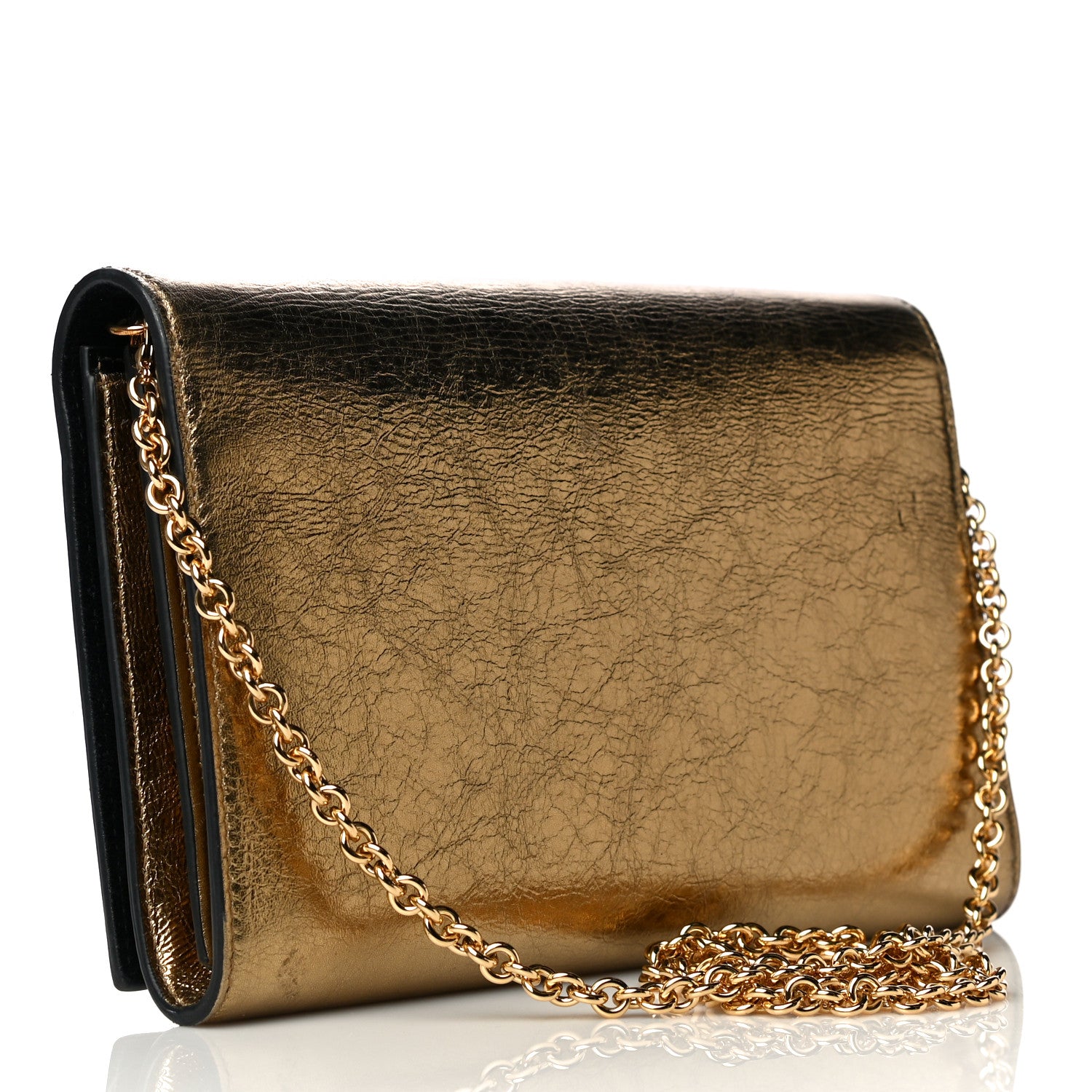 Saint Laurent Metallic Calfskin Monogram Belle de Jour Chain Clutch Gold 2 of 20