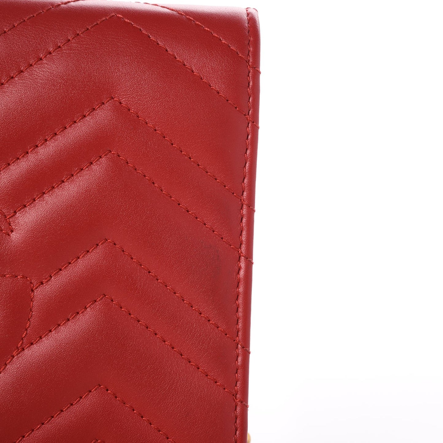 Calfskin Matelasse GG Marmont Chain Wallet Hibiscus Red