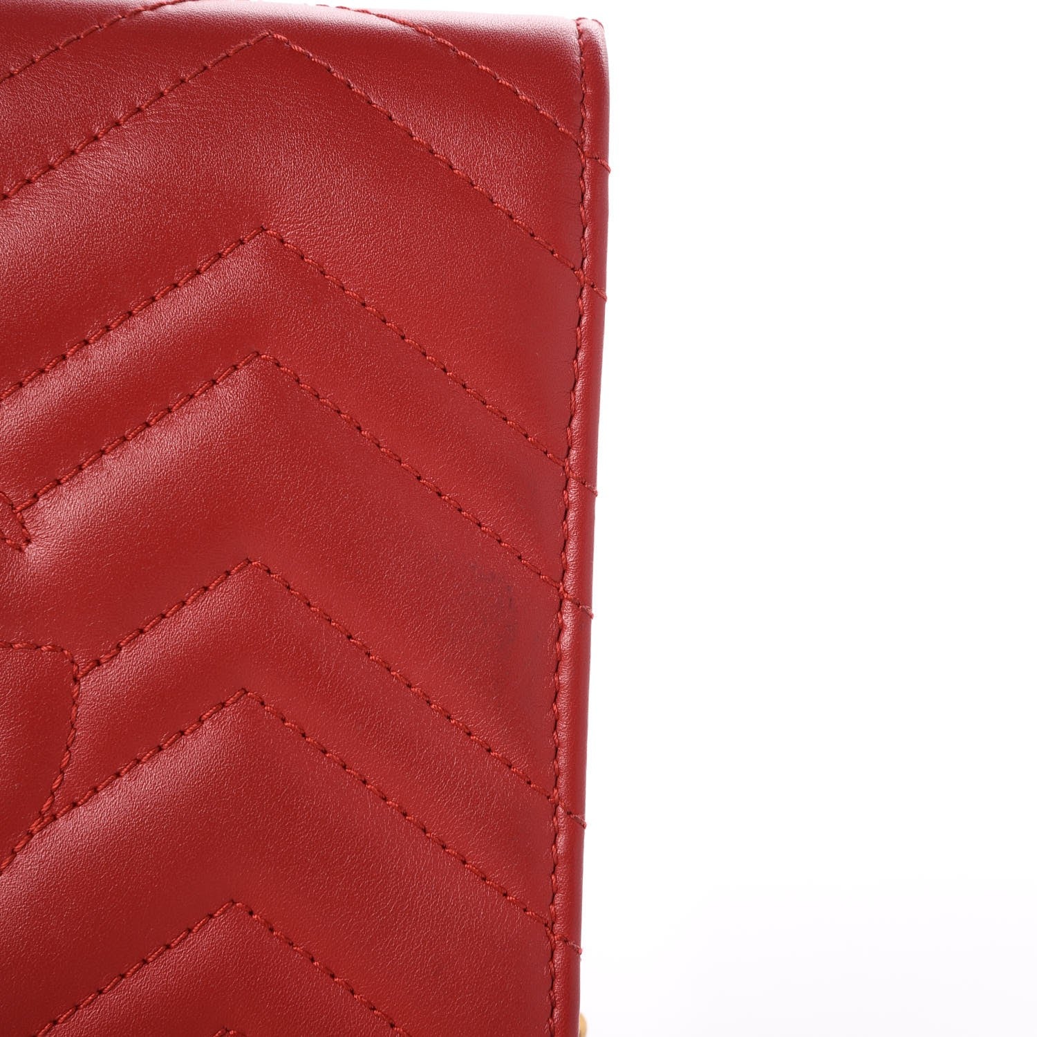 Gucci Calfskin Matelasse GG Marmont Chain Wallet Hibiscus Red 8 of 10