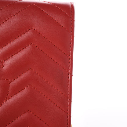 Gucci Calfskin Matelasse GG Marmont Chain Wallet Hibiscus Red 8 of 10