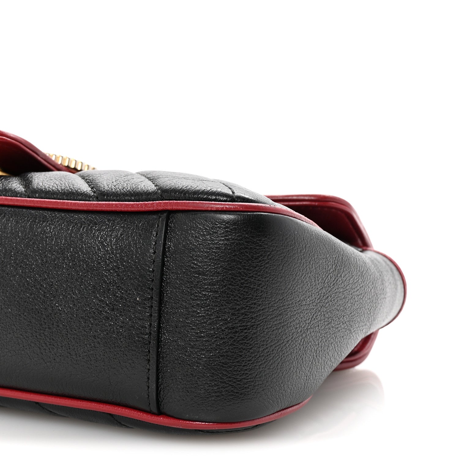 Gucci Vintage Effect Calfskin Matelasse Diagonal Small Torchon GG Marmont Shoulder Bag Black Romantic Cherry 10 of 10