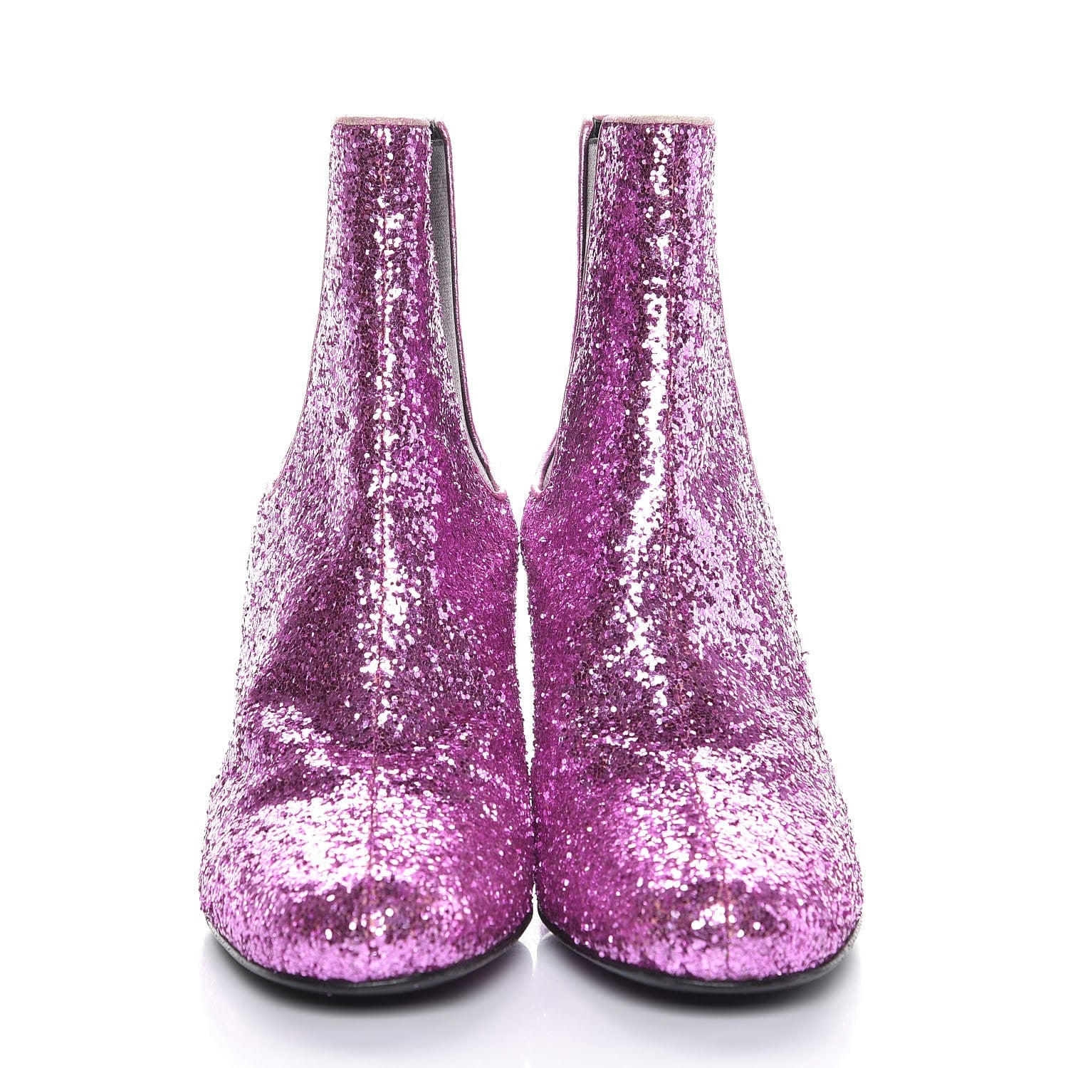 Saint Laurent Metallic Glitter Calfskin Babies Chelsea 90 Ankle Boot 35.5 Pink 2 of 10