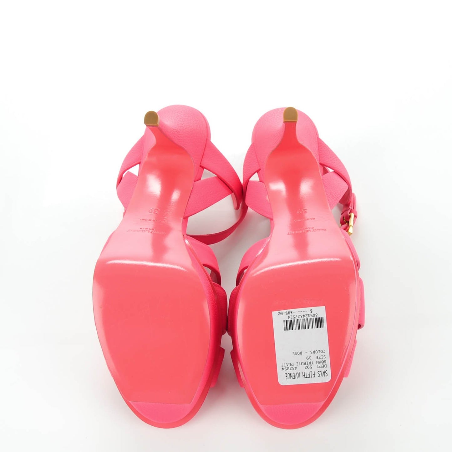 Grained Calfskin Tribute 75 Platform Sandals 39 Rose Clair