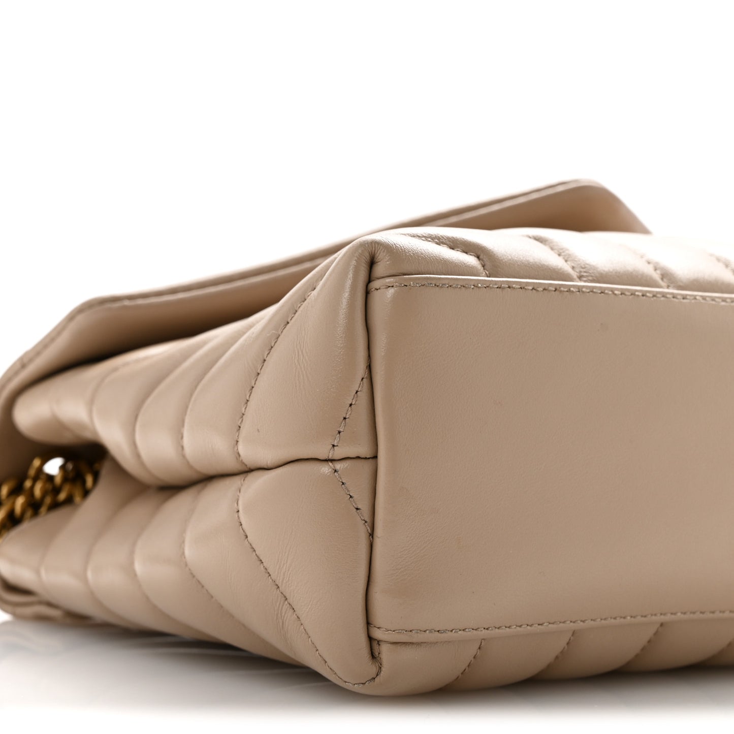 Calfskin Y Quilted Monogram Small Loulou Chain Satchel Dark Beige