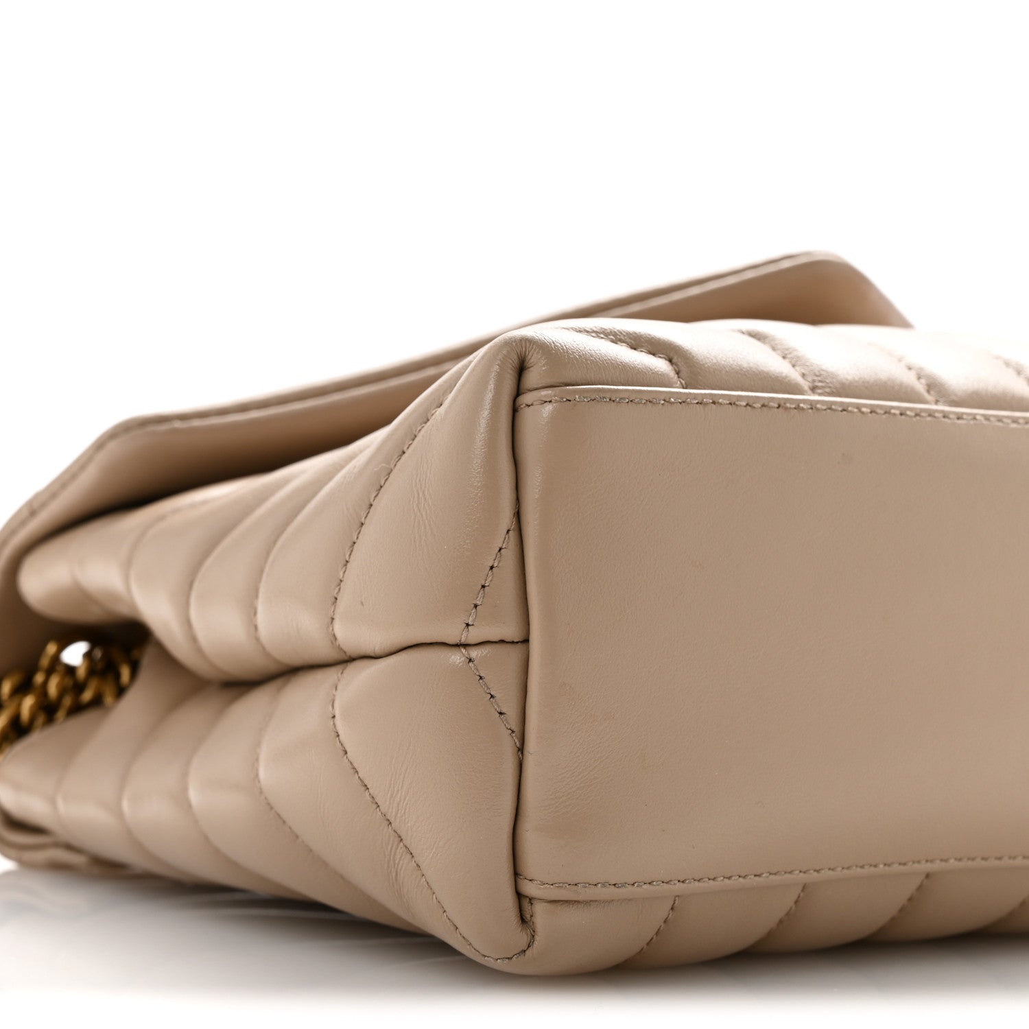 Saint Laurent Calfskin Y Quilted Monogram Small Loulou Chain Satchel Dark Beige 9 of 15