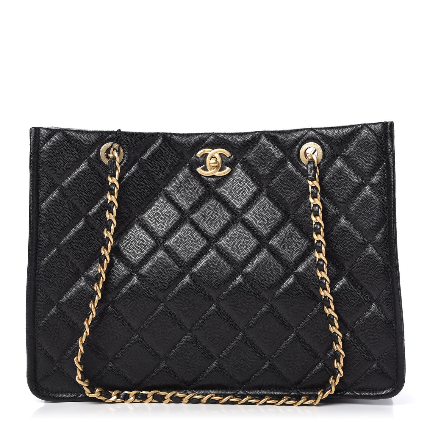 Caviar Quilted Sweet Classic Shopping Tote Black