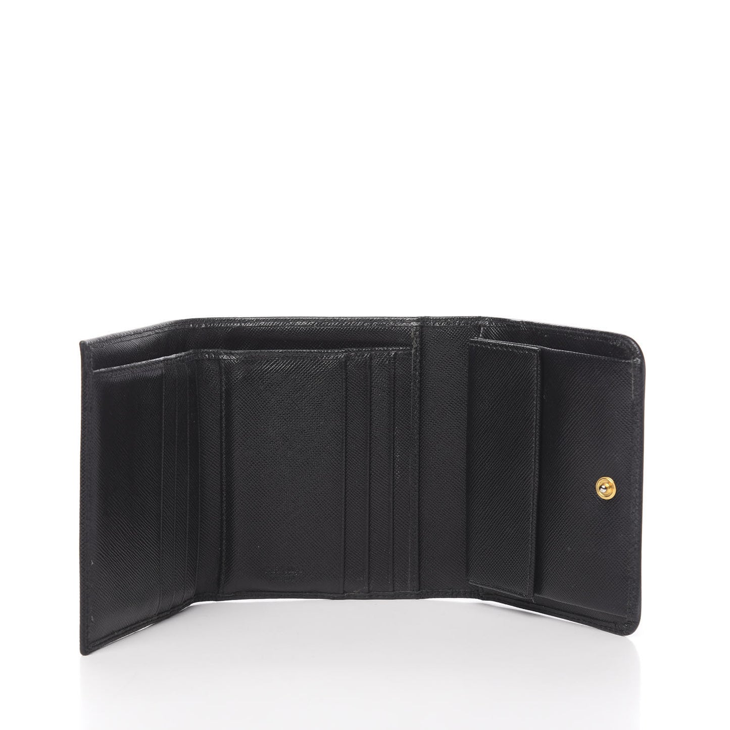Saffiano Metal Tri-Fold Wallet Black
