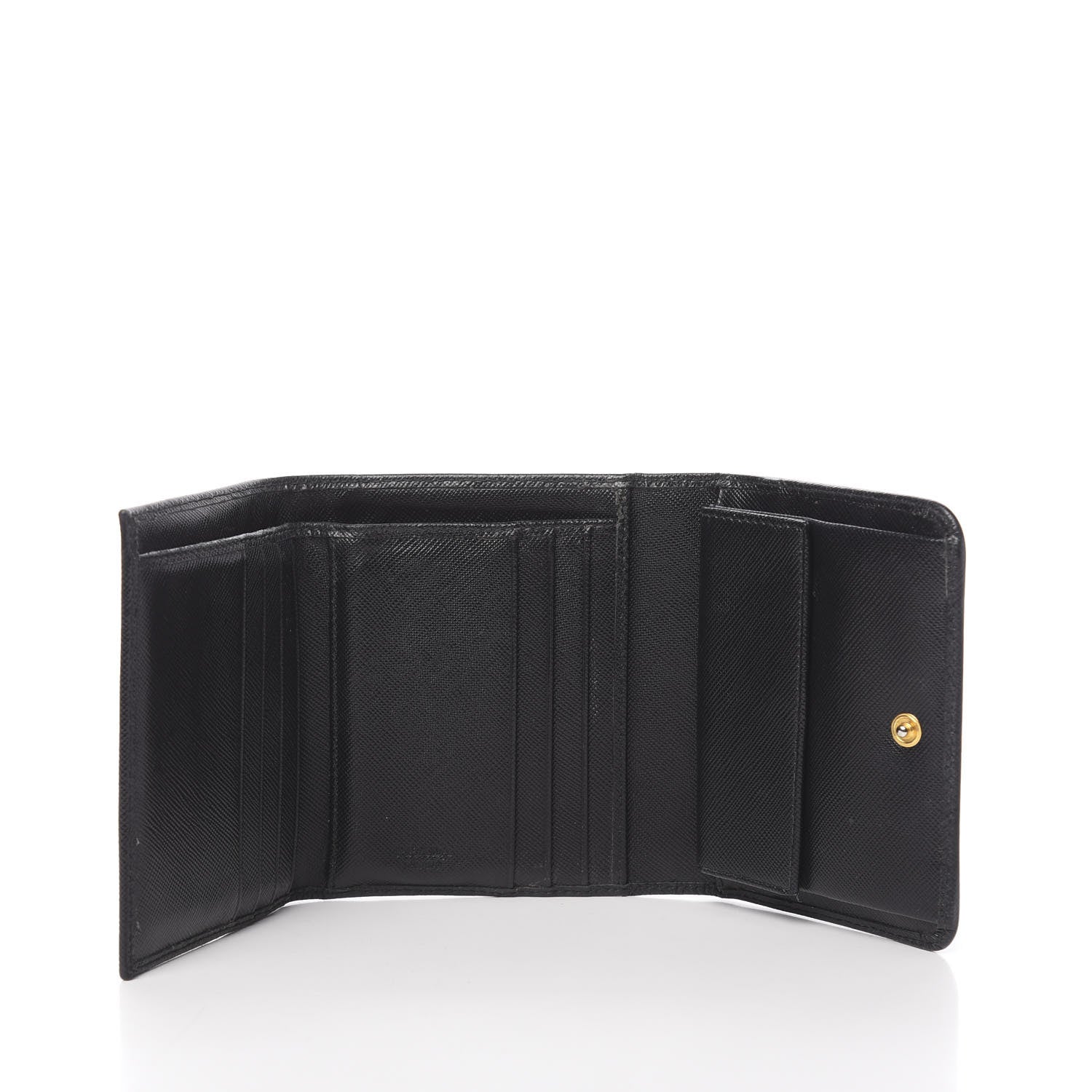 Prada Saffiano Metal Tri-Fold Wallet Black 5 of 6