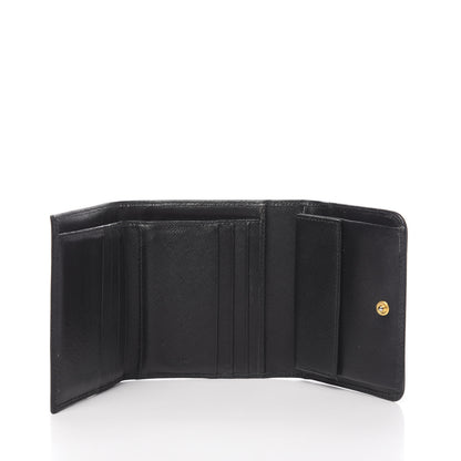 Prada Saffiano Metal Tri-Fold Wallet Black 5 of 6