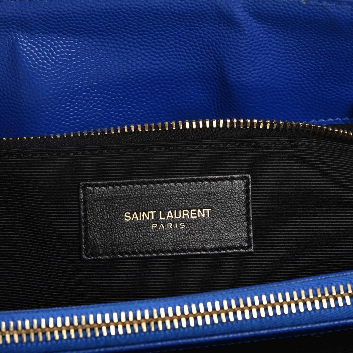 Saint Laurent Grain De Poudre Matelasse Chevron Monogram Shopping Bag Blue Majorelle 6 of 7