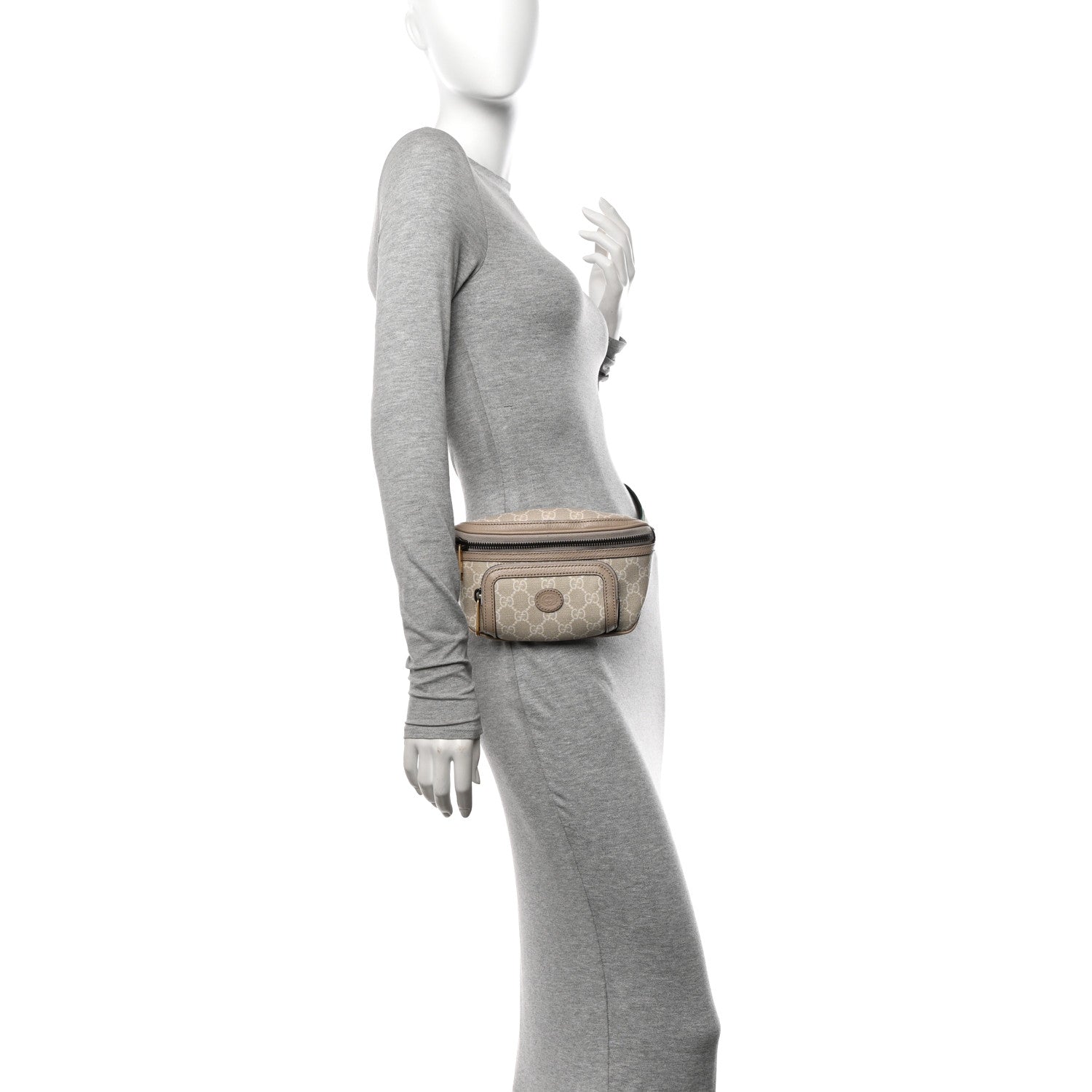 Gucci GG Supreme Monogram Textured Calfskin Web Retro Interlocking G Belt Bag Beige Mystic White Oatmeal 2 of 13