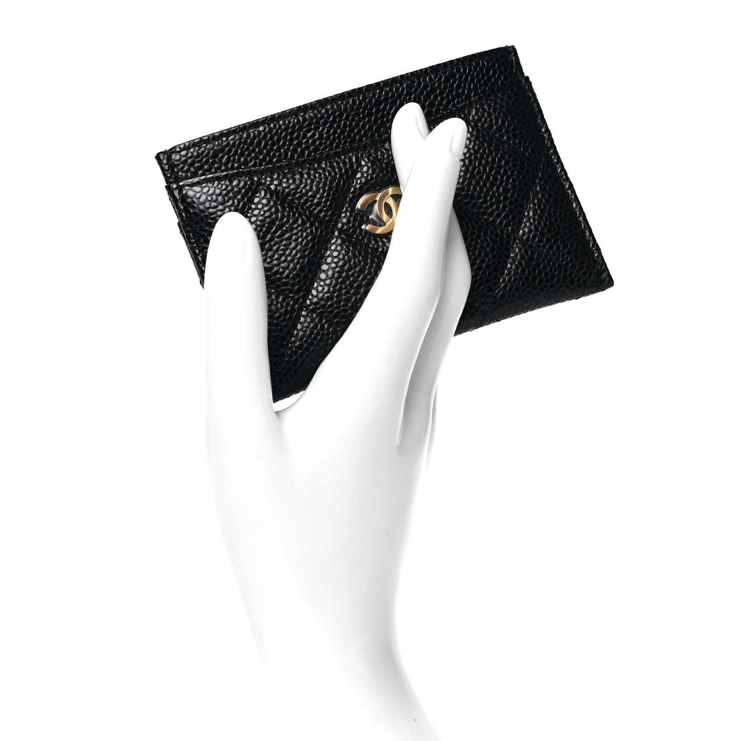 Caviar Quilted Card Holder Black