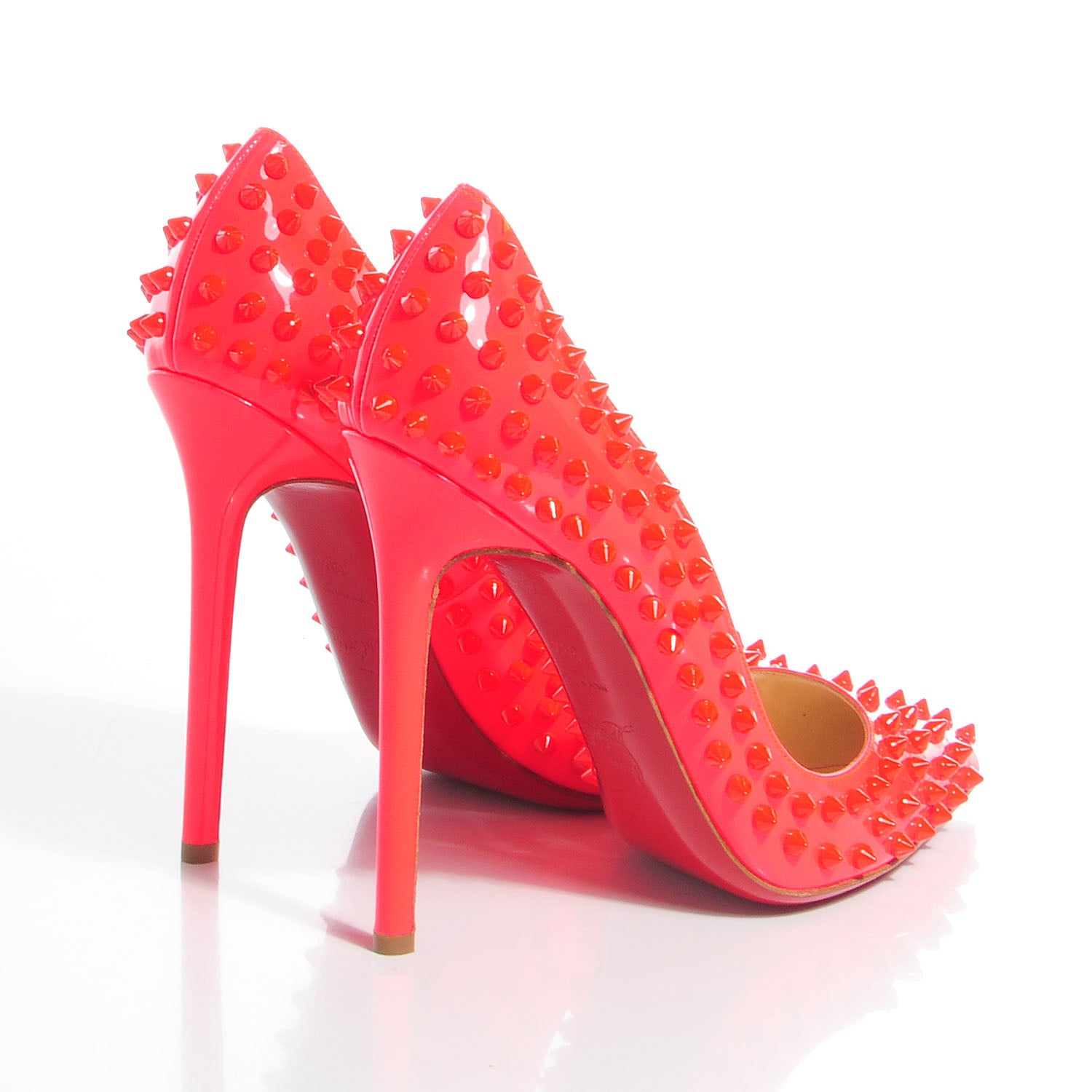 Christian Louboutin Patent Pigalle Spikes 120 Pumps 39.5 Fluo Rose Paris 4 of 7
