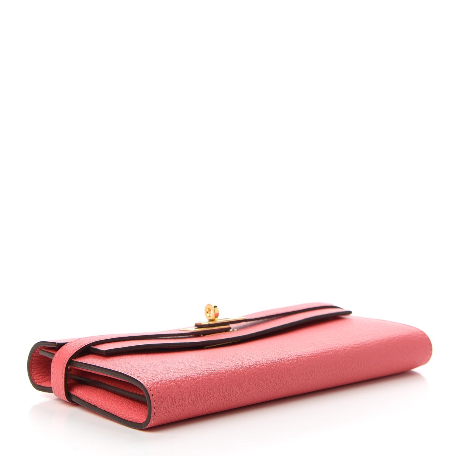 Hermes Chevre Mysore Kelly Longue Wallet Rose Lipstick 4 of 11