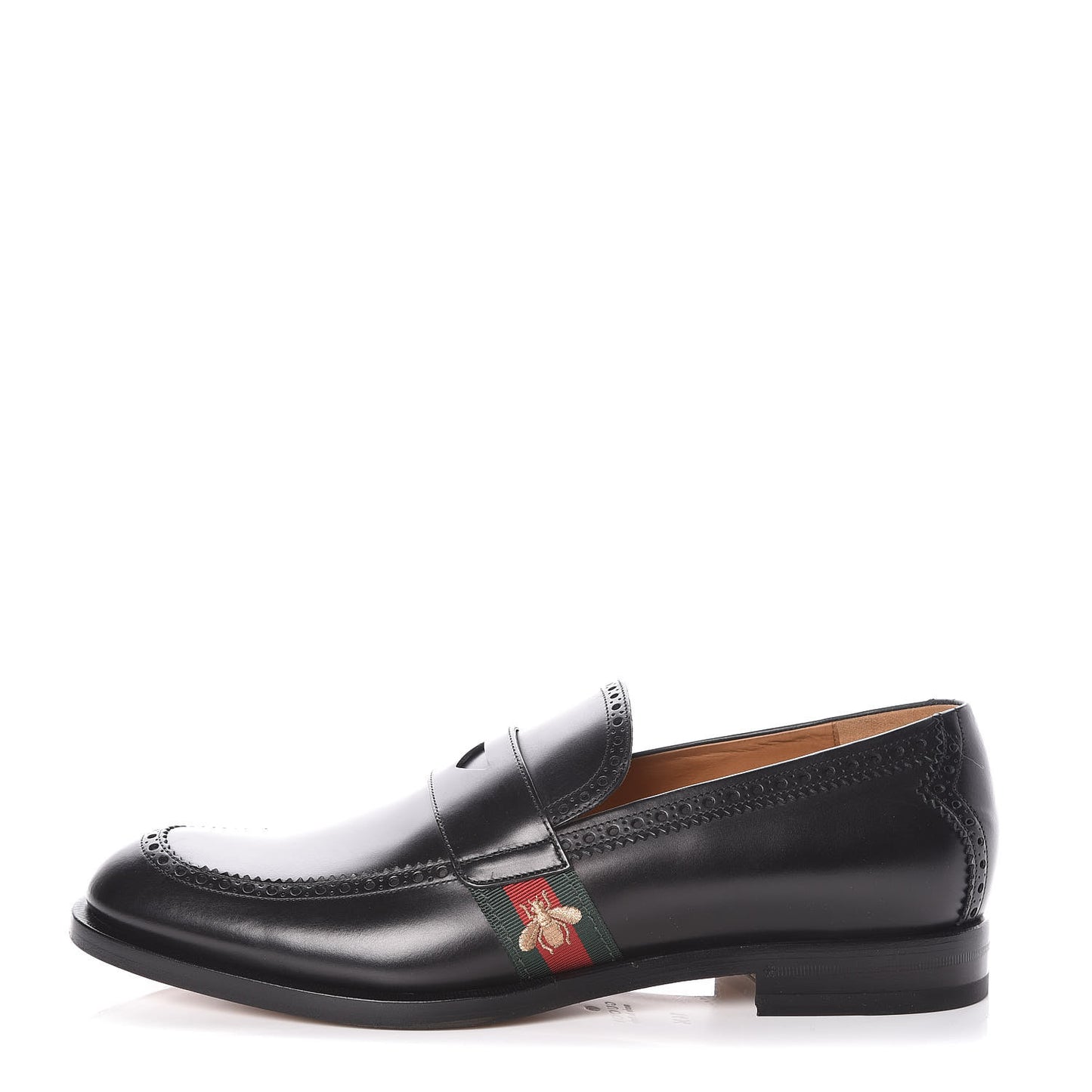 Calfskin Web Bee Mens Spirit Loafers 14.5 Black