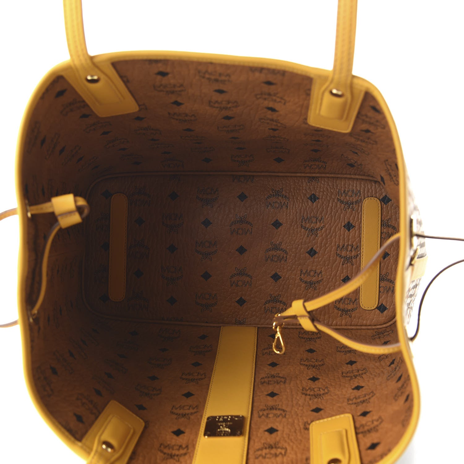 MCM Visetos Medium Liz Reversible Shopper Tote Cognac Yellow 13 of 16