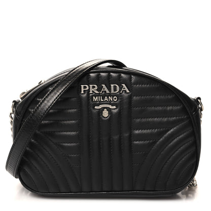 Prada Soft Calfskin Impunture Diagramme Dome Crossbody Bag Black 1 of 10