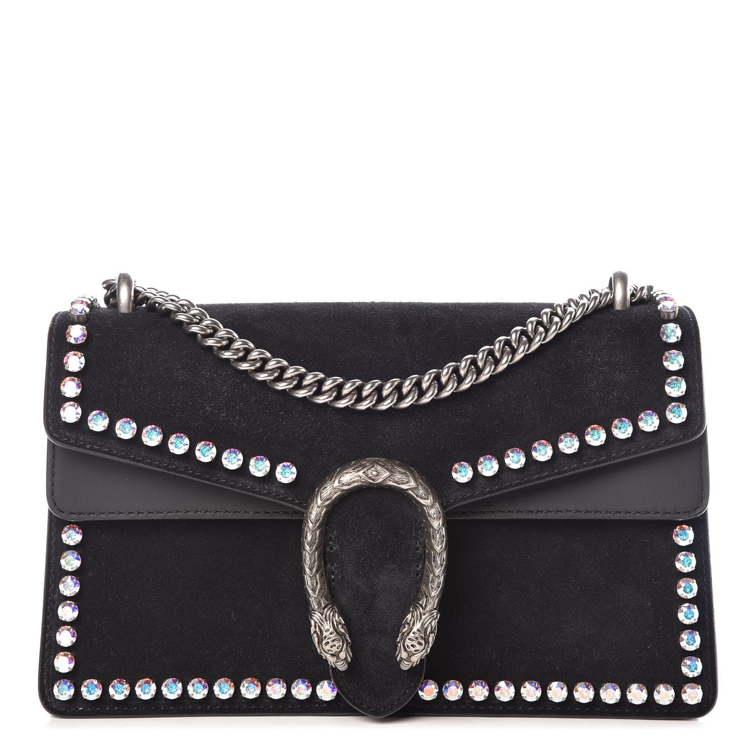 Gucci Suede Crystal Small Dionysus Shoulder Bag Black 1 of 10
