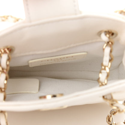 Chanel Lambskin Quilted Tiny Shopping Clutch With Chain White 5 of 9