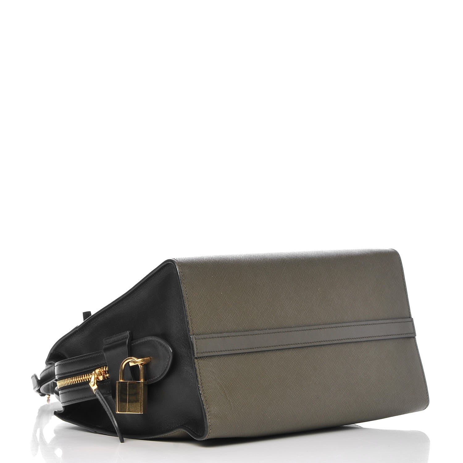 Prada Saffiano City Calf Medium Esplanade Tote Militare Black 5 of 13