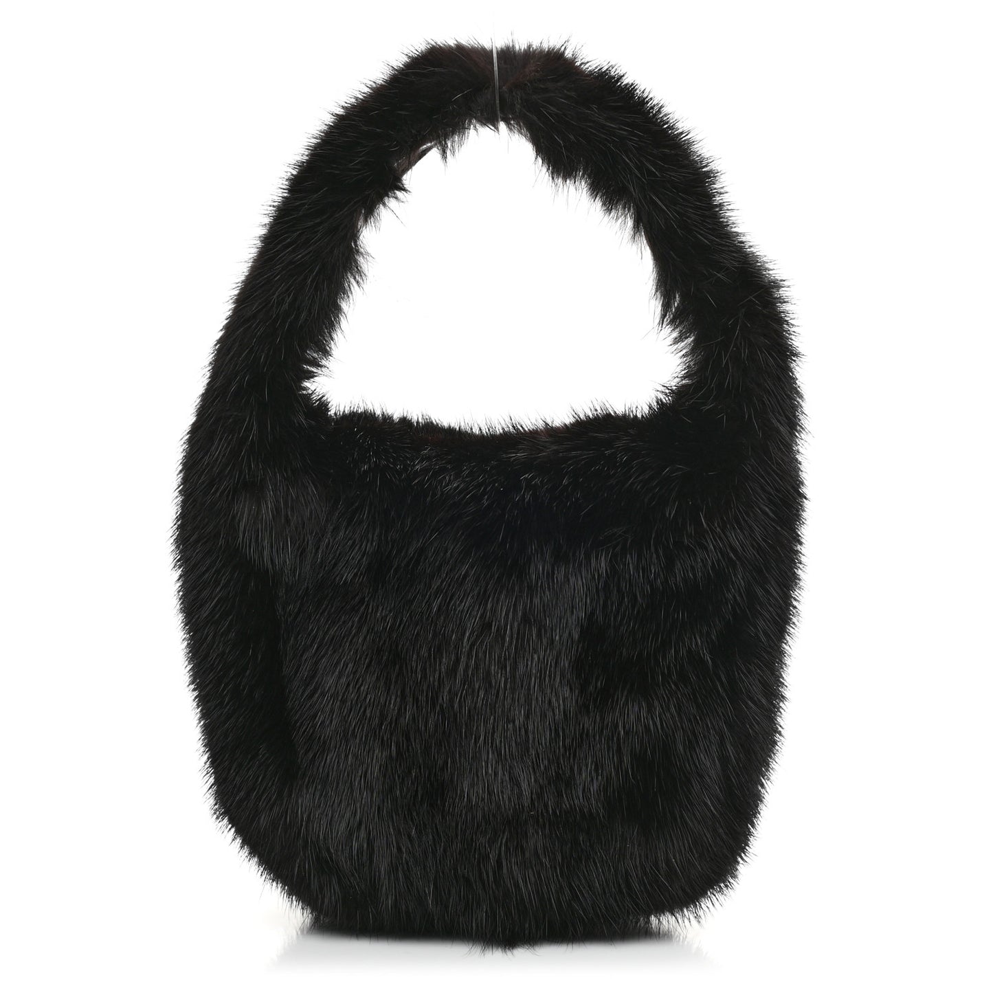 Mink Fur Hobo Black