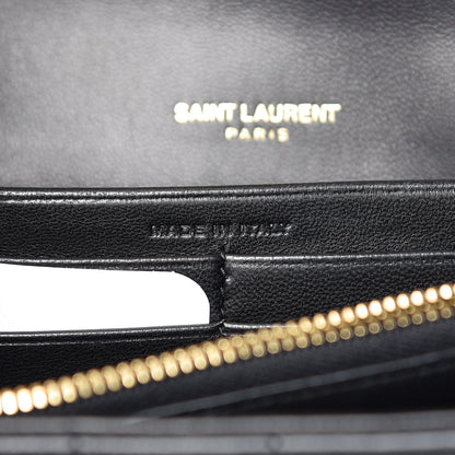 Saint Laurent Lambskin Matelasse Monogram Vicky Chain Wallet Black 7 of 13