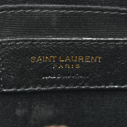 Saint Laurent Grain De Poudre Matelasse Chevron Quilted Round Vinyle Camera Bag Black 6 of 10