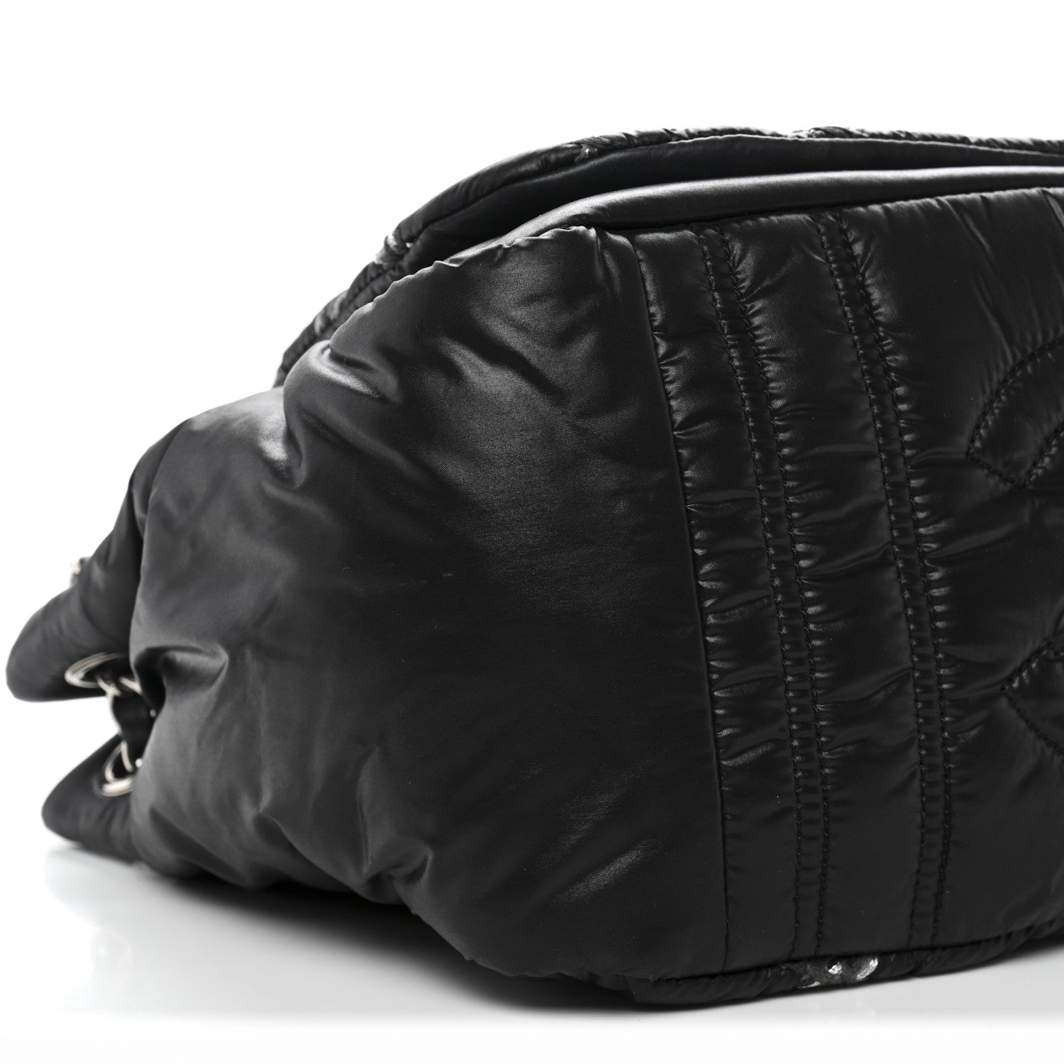 Chanel Nylon Quilted Tweed Stitch Bubble Accordion Flap Black 9 of 13
