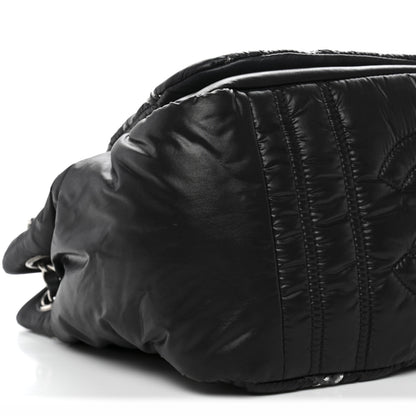 Chanel Nylon Quilted Tweed Stitch Bubble Accordion Flap Black 9 of 13