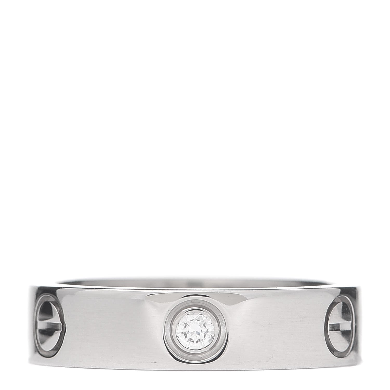 Cartier 18K White Gold 3 Diamond 5.5mm LOVE Ring 60 9.25 1 of 4