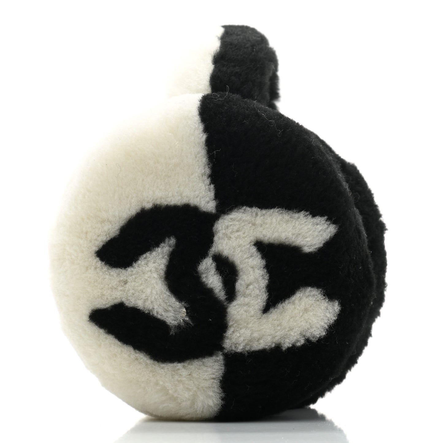 Shearling CC Bi-Color Ear Muffs White Black