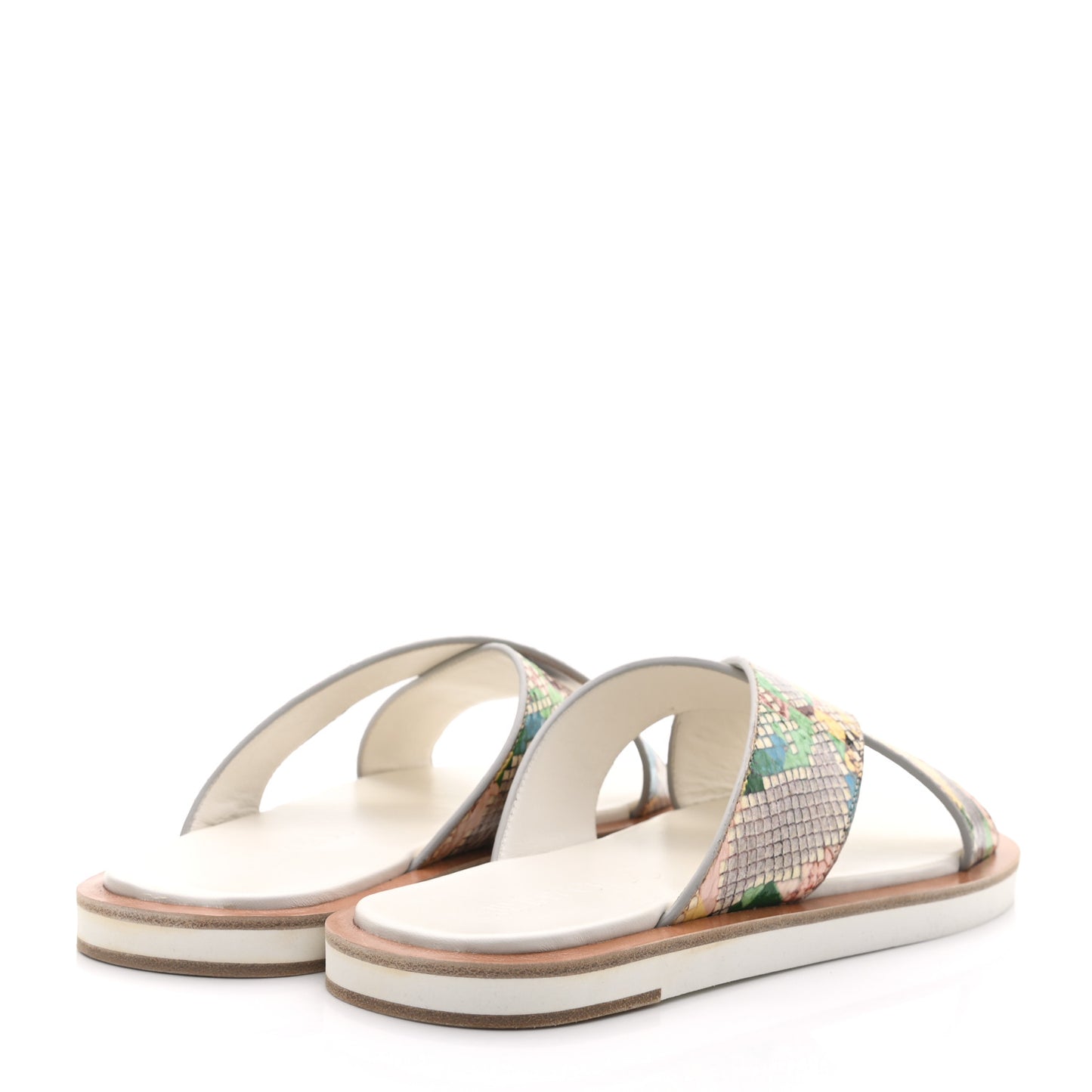 Glossy Rainbow Elaphe Palmo Sunrise Flat Sandals 42 Multicolor