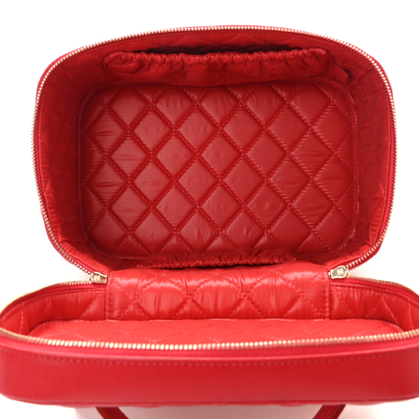 Caviar Quilted Large Vanity Pouch Red