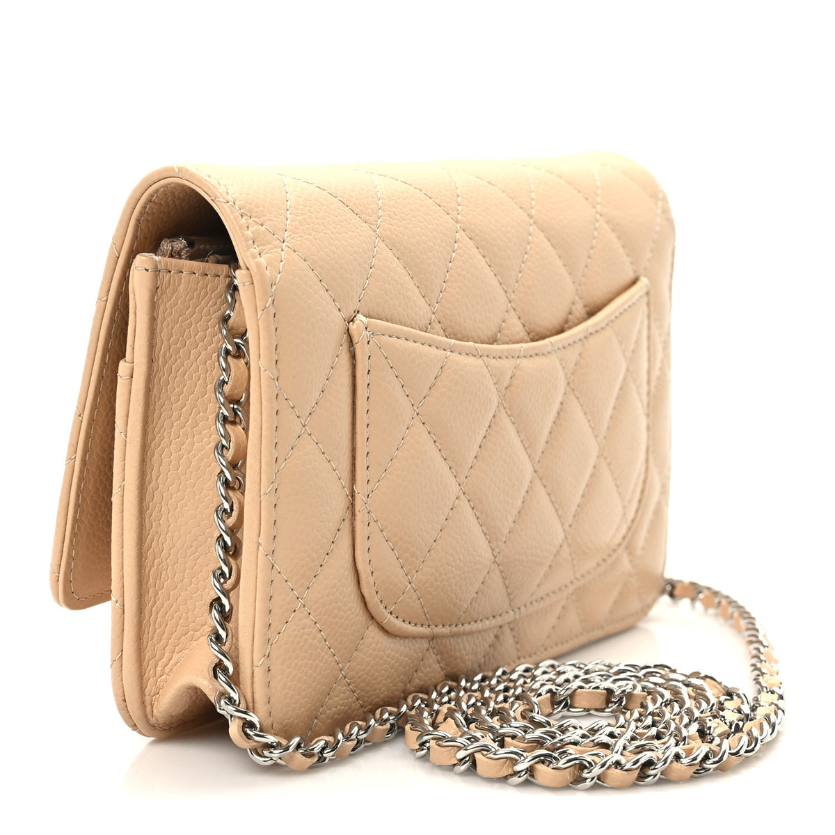 Chanel Caviar Quilted Wallet on Chain WOC Beige 2 of 10