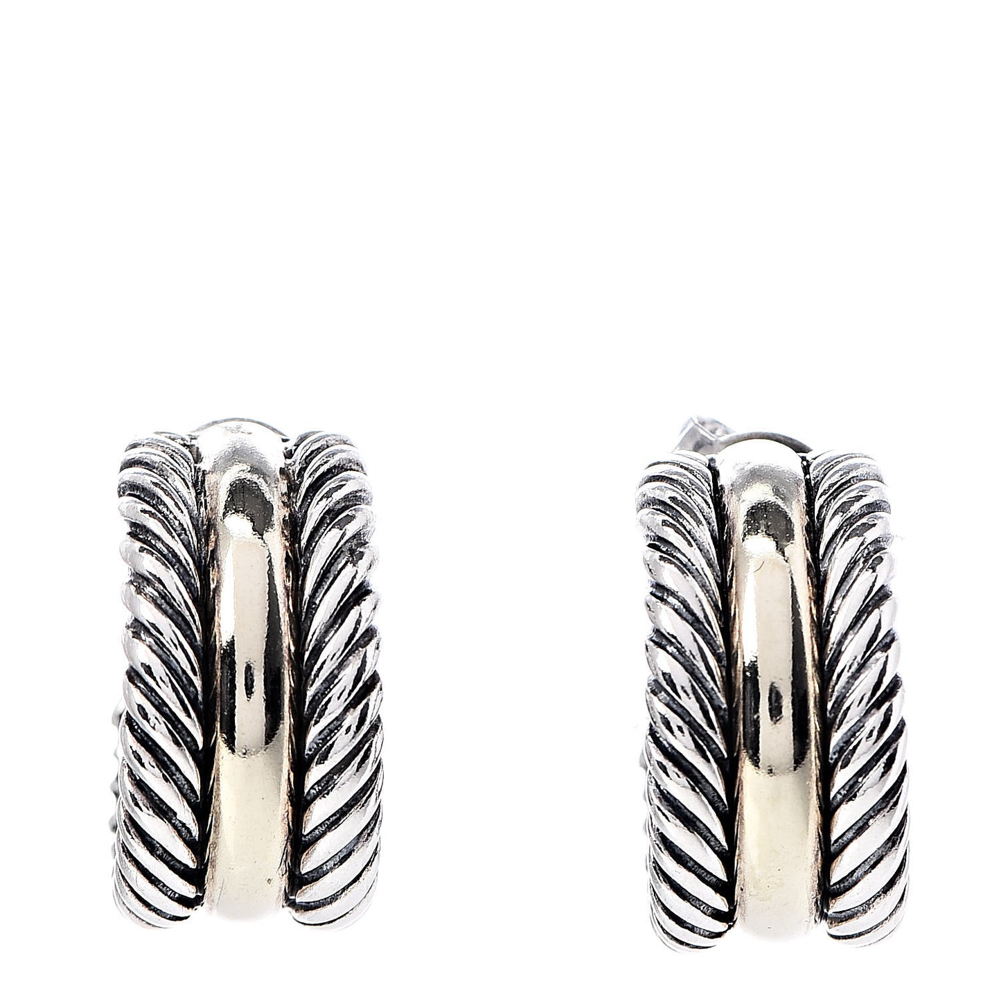 Sterling Silver 14K Yellow Gold 16mm Cable Classics Hoop Earrings