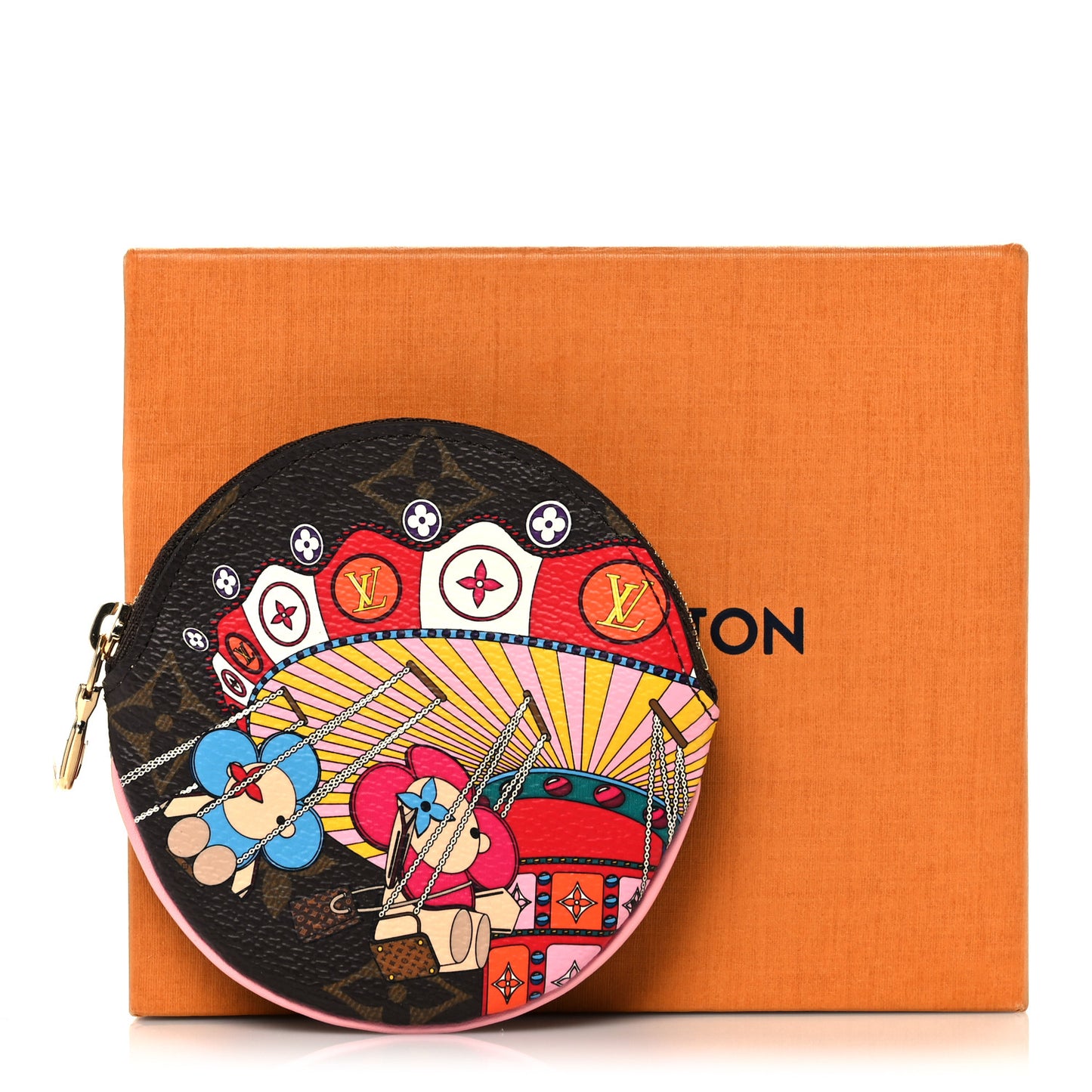 Monogram 2020 Christmas Animation Swing Ride Round Coin Purse Pink Poppy