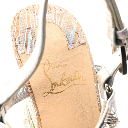 Christian Louboutin Liege Laser Wavy Pira Ryad 110 Wedge Sandals 38 Silver 8 of 8