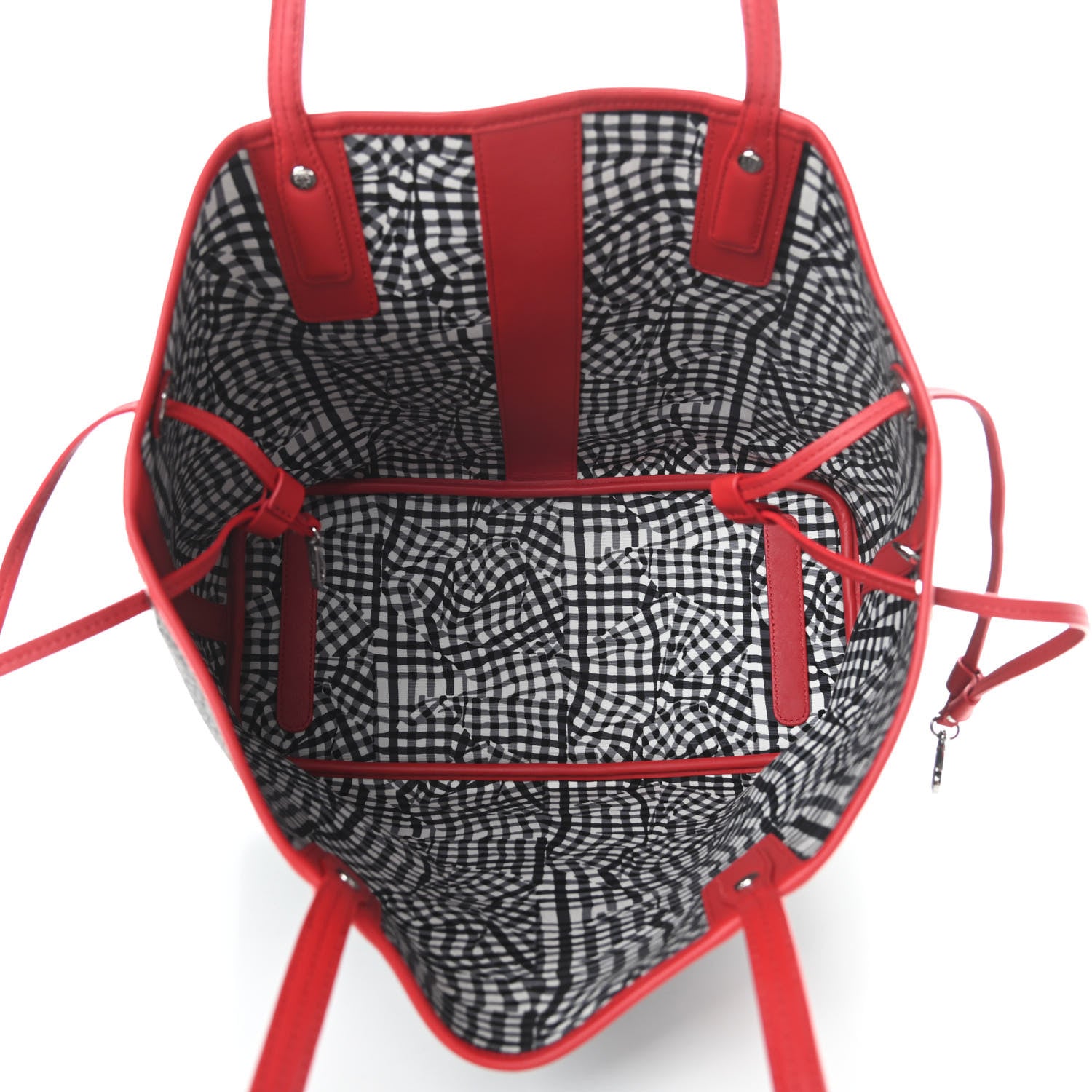 MCM Visetos Medium Liz Reversible Shopper Tote Black Red 8 of 14