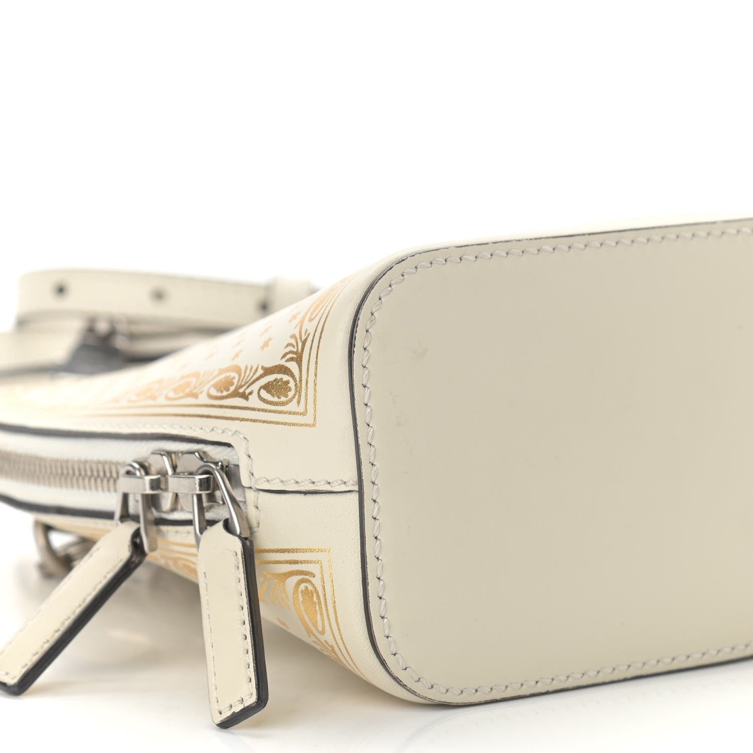 Gucci X SEGA Calfskin GUCCY Stars Mini Dome Shoulder Bag Mystic White Gold 8 of 9