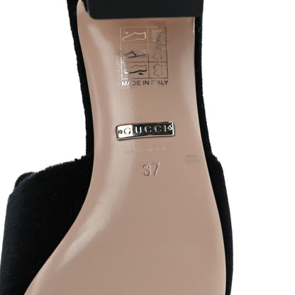 Gucci Velvet Crystal Square G Madelyn Mules 37 Black 10 of 11