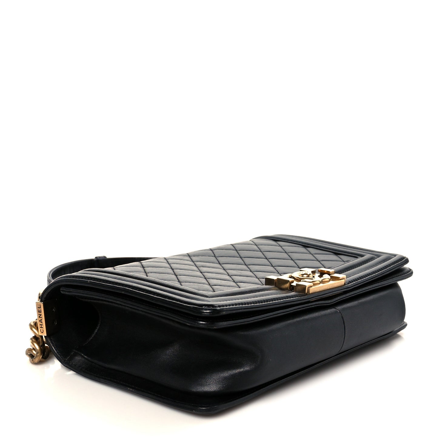 Lambskin Quilted Medium Boy Flap Black