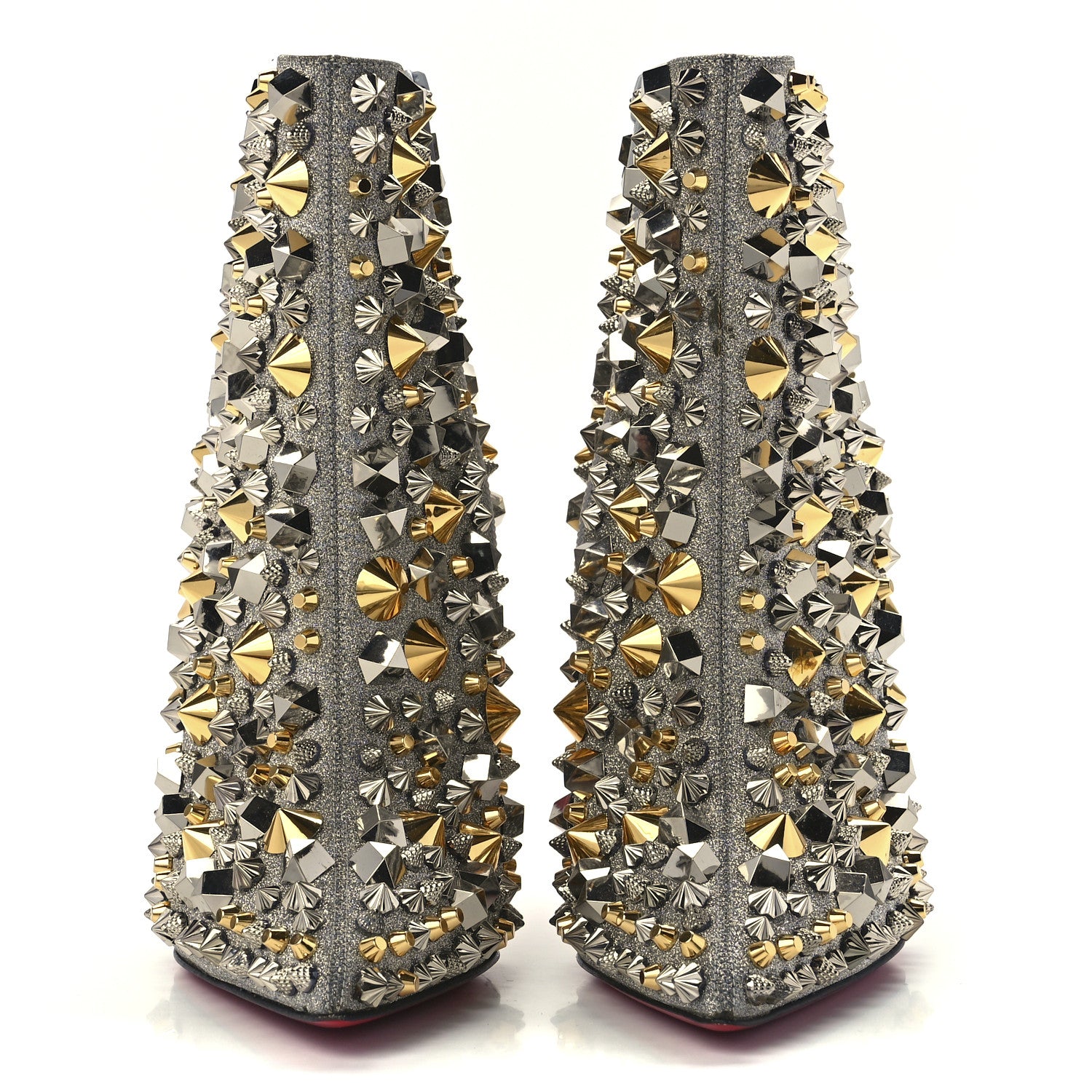 Christian Louboutin Calfskin Specchio Glitter So Full Kate 100 Ankle Boots 37 Silver Multicolor 2 of 7
