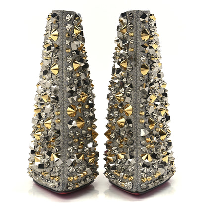 Christian Louboutin Calfskin Specchio Glitter So Full Kate 100 Ankle Boots 37 Silver Multicolor 2 of 7